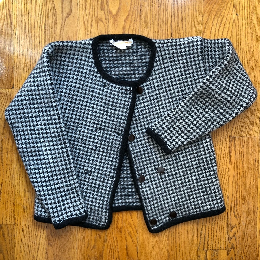 vintage houndstooth wool cardigan double breasted brooks brothers